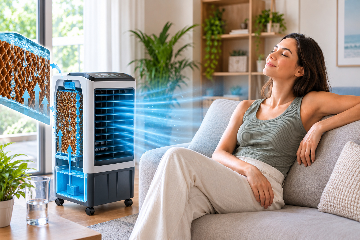 O que acontece com a água durante o resfriamento evaporativo?